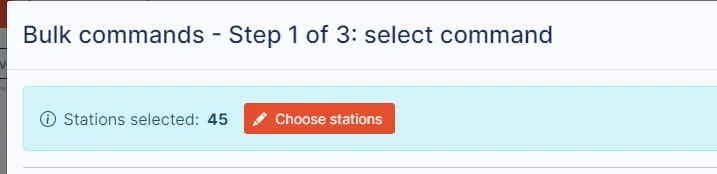 The Manage Stations panel with the Choose stations option for selecting stations