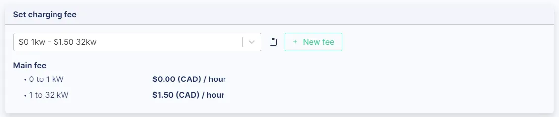 The Set charging fee command for assigning a fee structure to stations