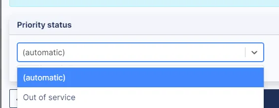 The command for changing station status to Out of Service