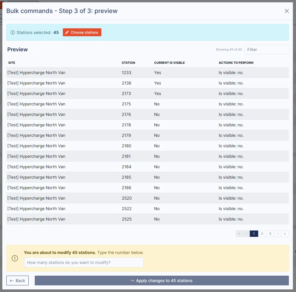 The Preview summary of the changes a command will make before it is executed