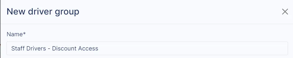 The driver group form with a descriptive group name entered