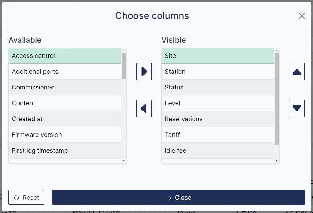 The gear icon at the upper right of a Quantev table for adjusting column options
