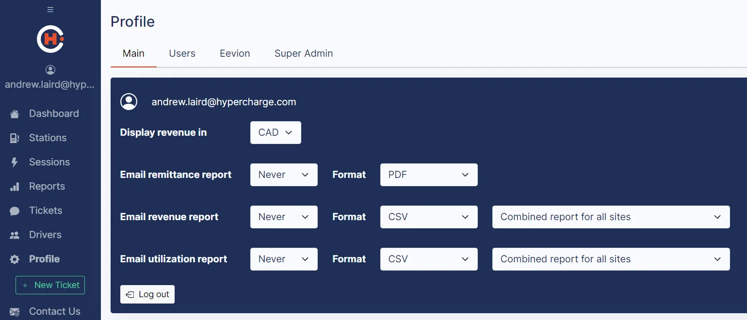 The Profile page in Quantev where account settings are managed