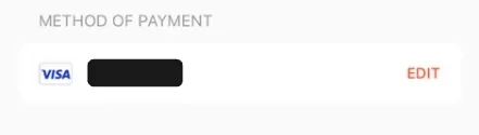 The automatic payments screen showing the selected payment method with an Edit option